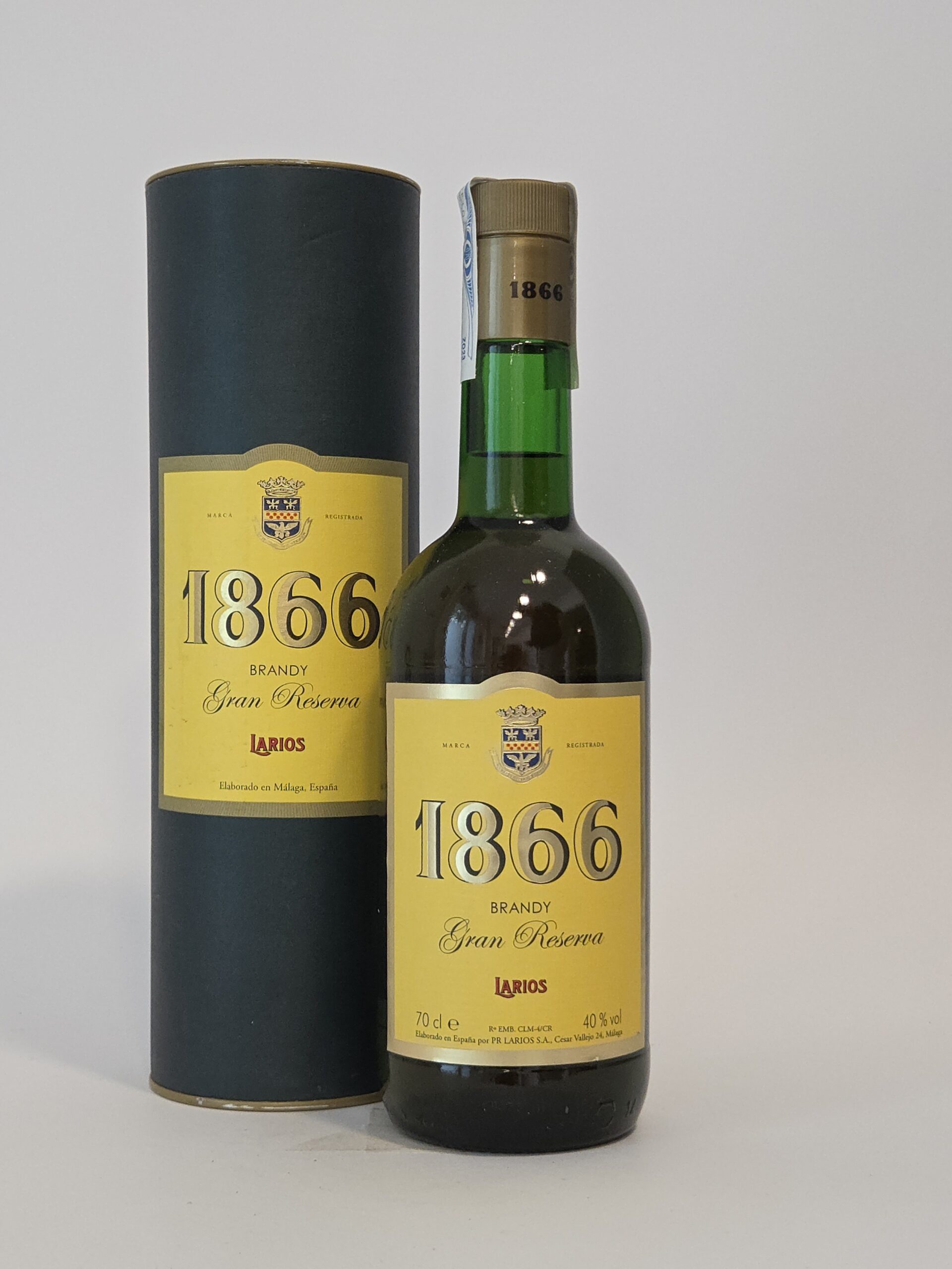 Larios 1866 Gran Reserva Brandy – Málaga – 70cl – 40% – Original Presentation Tube – c. 2000s
