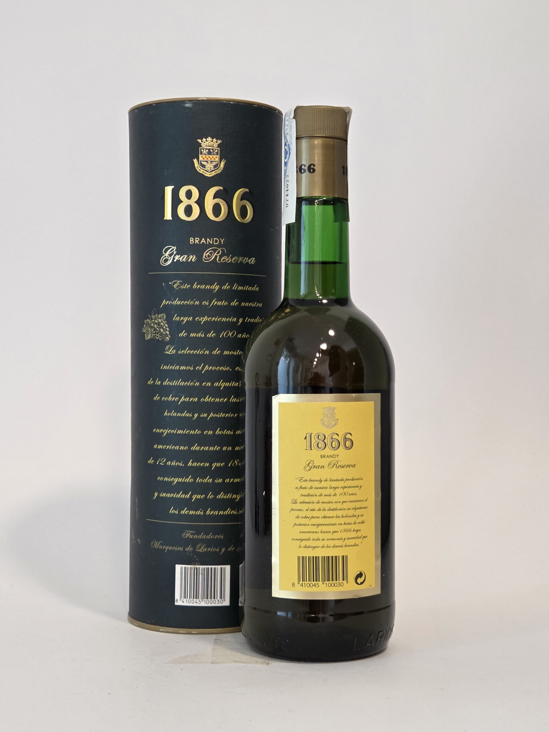 Larios 1866 Gran Reserva Brandy – Málaga – 70cl – 40% – Original Presentation Tube – c. 2000s - Image 2