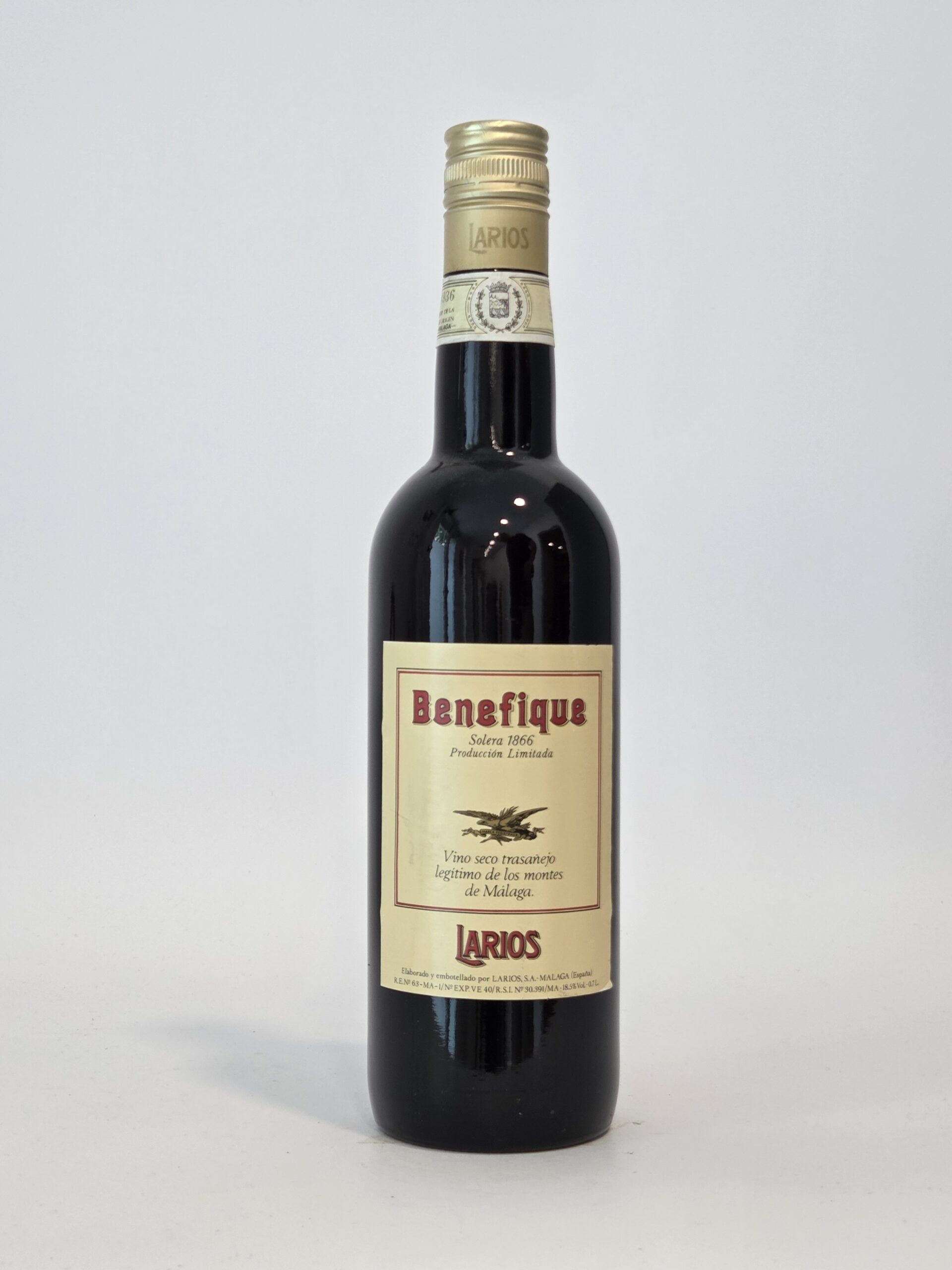 Larios Benefique Solera 1866 – Vin Trasañejo de Málaga – Production Limitée – 40cl – 18,5 %