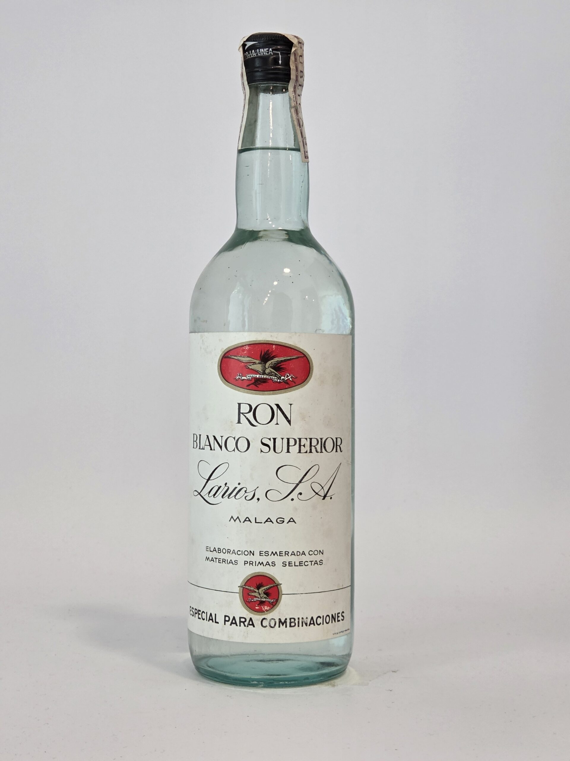 Larios Ron Blanco Superior – Málaga – Spanish White Rum – 1 Litre – 1960s/1970s Bottling