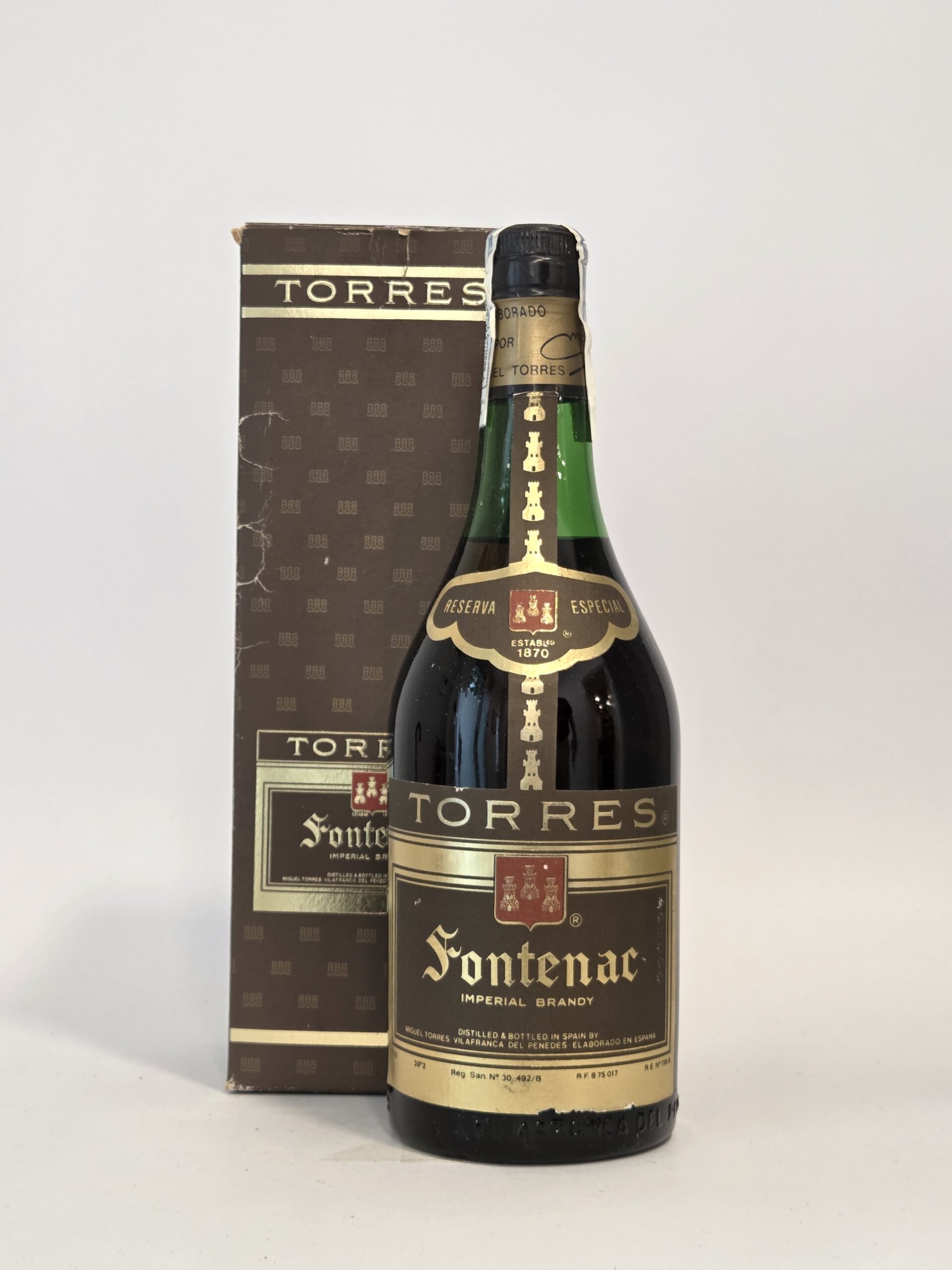 Miguel Torres Fontenac Imperial Brandy – 75cl – 39.2% – Original Presentation Box – 1980s