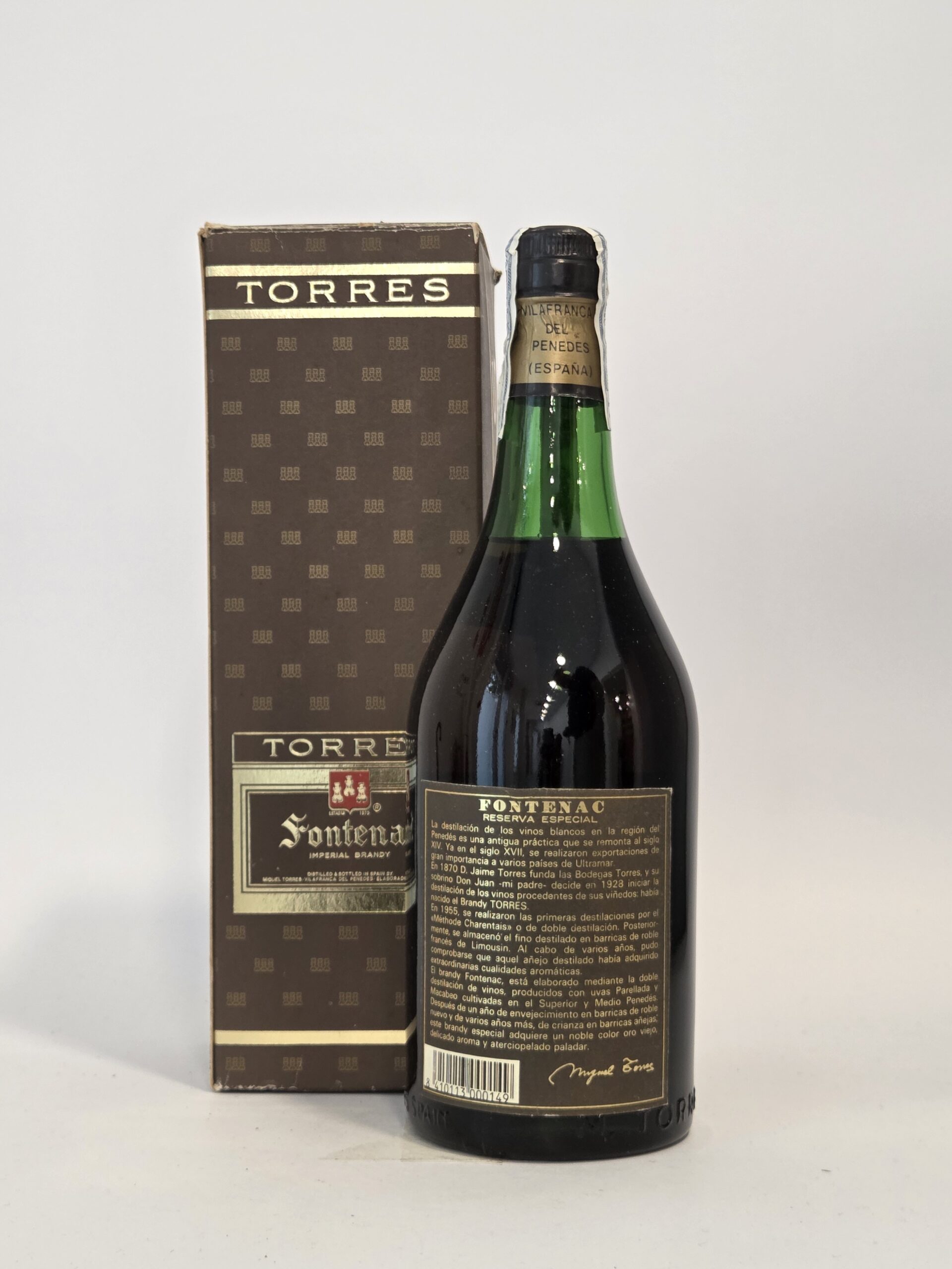 Miguel Torres Fontenac Imperial Brandy – 75cl – 39.2% – Original Presentation Box – 1980s - Image 2