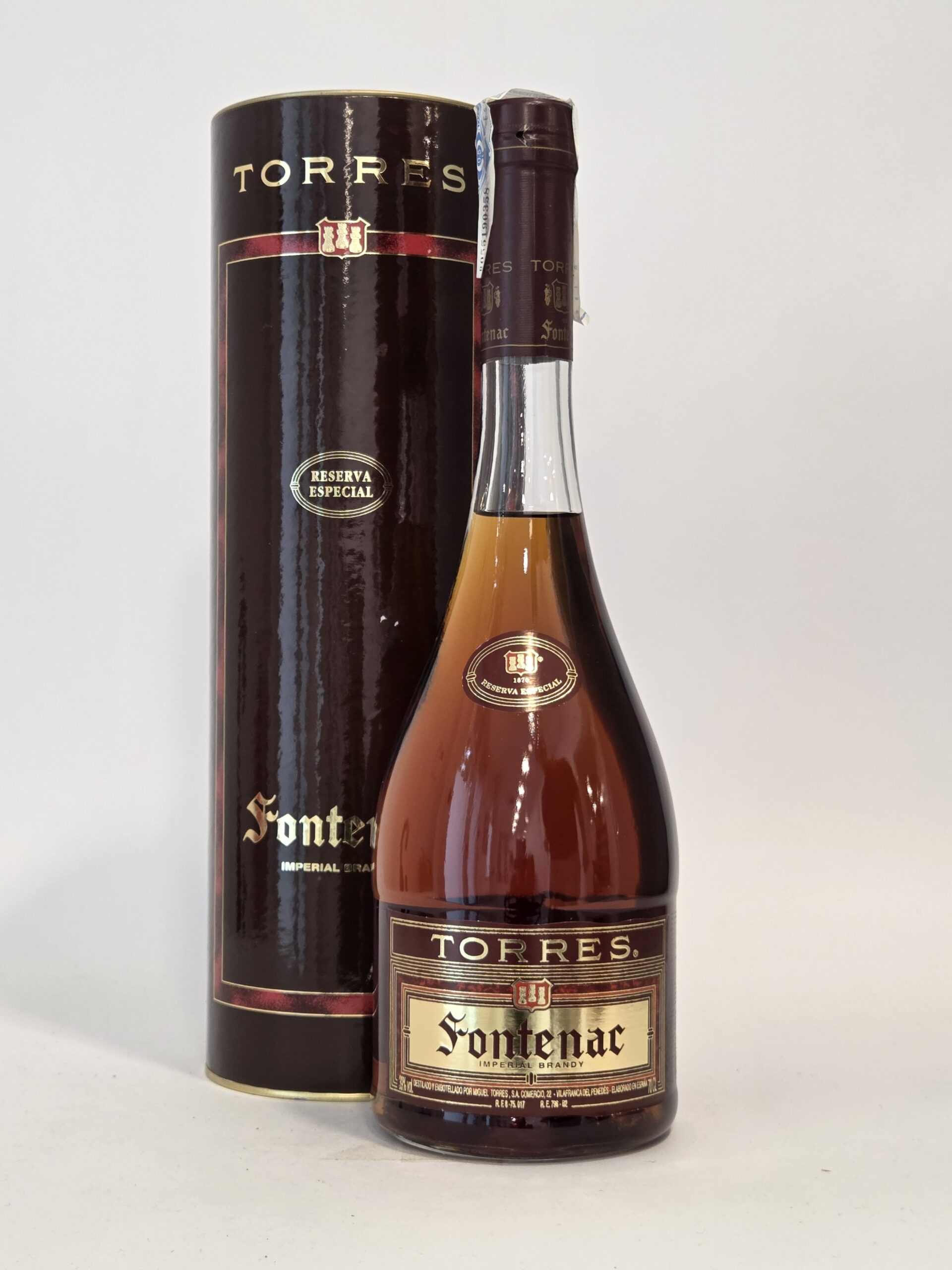 Miguel Torres Fontenac Imperial Brandy – 70cl – 39% – Original Metal Presentation Tube – 2000s