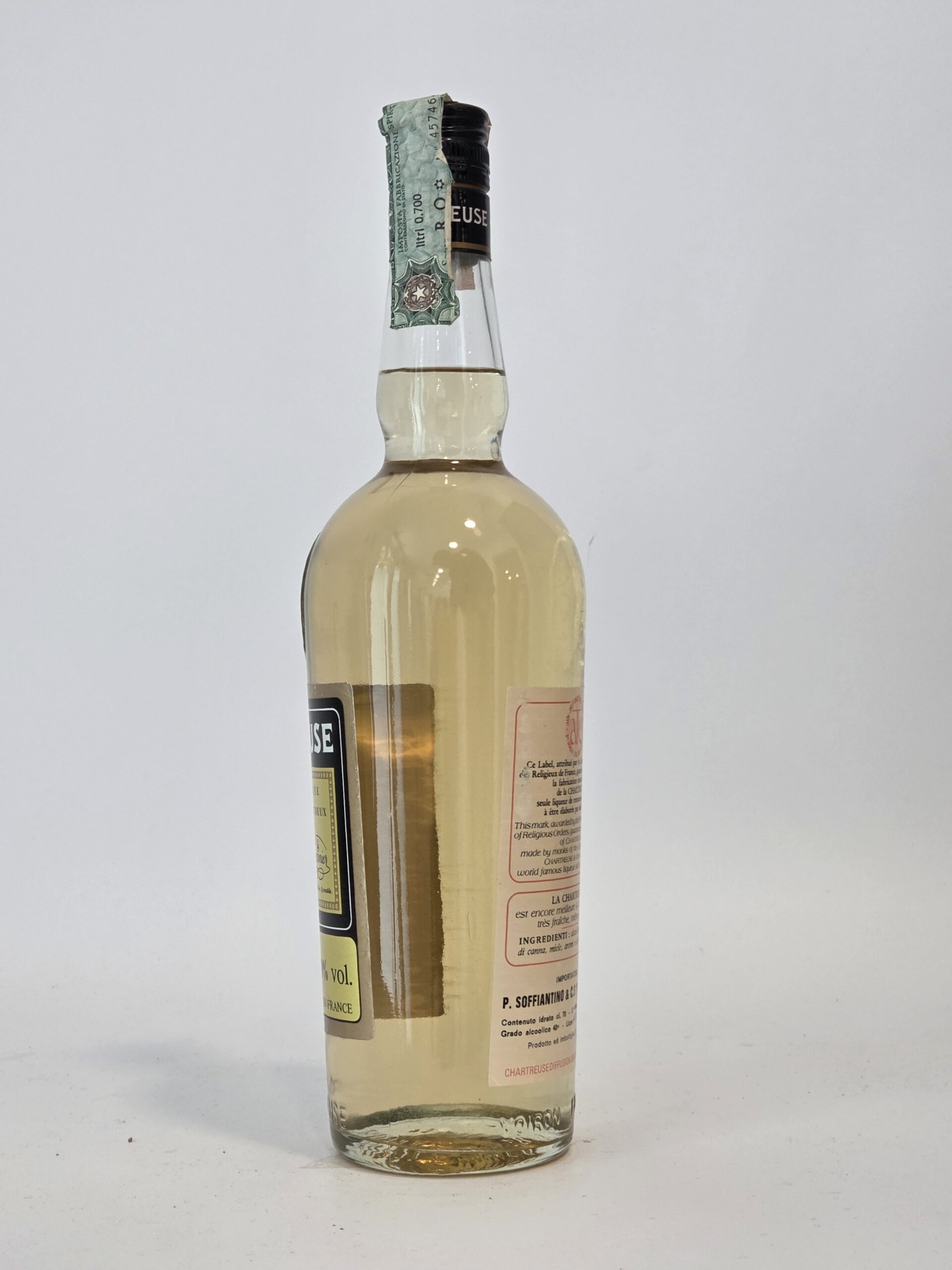 Chartreuse Jaune Voiron – Importation Soffiantino Gênes – 70cl – 40% vol – Coffret d’Origine – 1982–1990 – Image 4